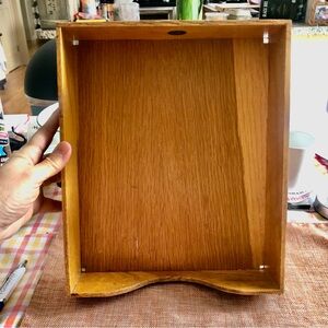 Wooden antique dovetail Globe Wernicke desktop paper inbox